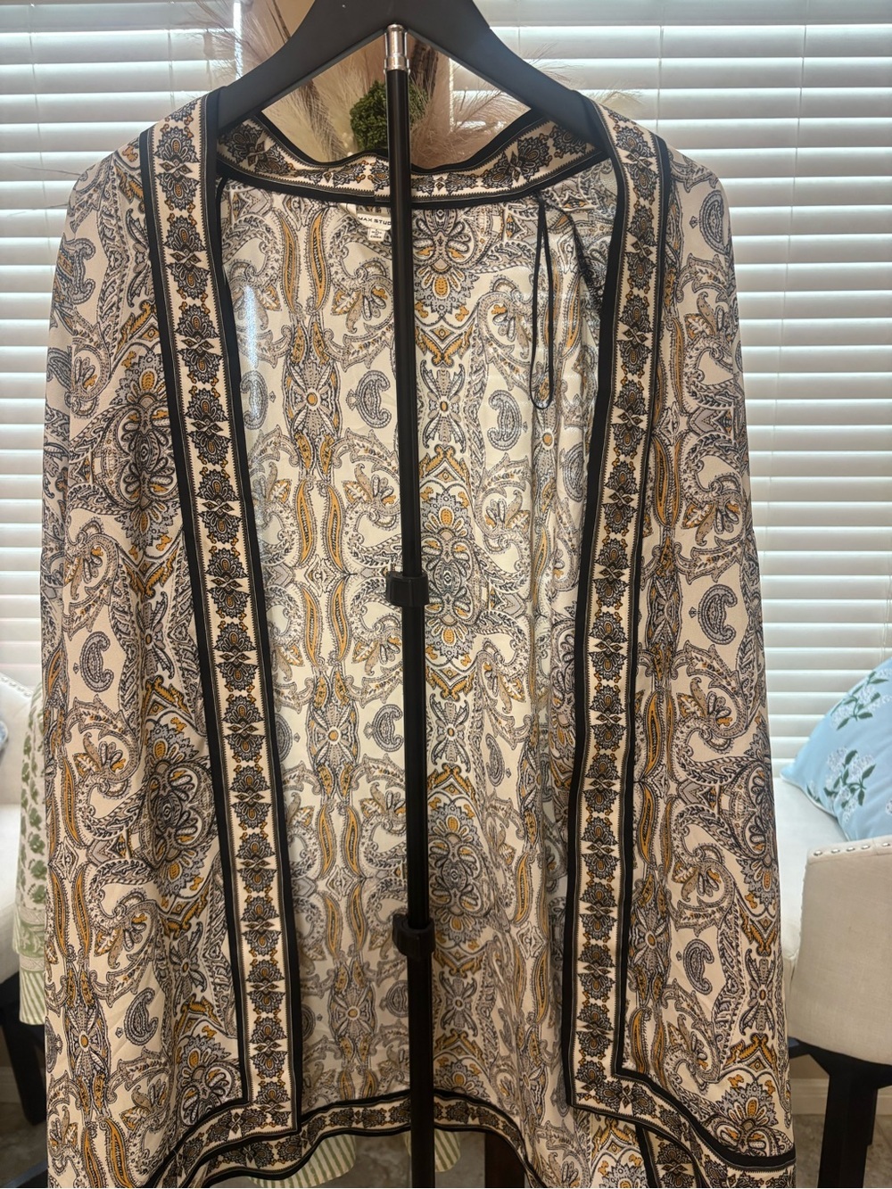 Max Studio Open Front Paisley Kimono Cardigan Tunic Top - Size Large